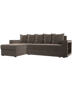 Угловой диван Дубай Лайт левый угол (Велюр коричневый) 114148L Лига диванов