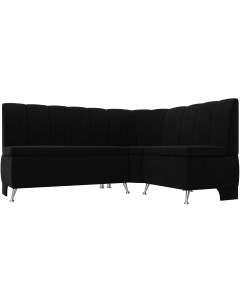 Кухонный угловой диван Кантри правый (микровельвет черный) 29450 Лига диванов