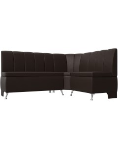 Кухонный угловой диван Кантри правый (экокожа коричневая) 29453 Лига диванов