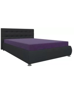 Тахта кровать Рио основа микровельвет фиолетовый компаньон экокожа черная 28381 Лига диванов