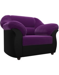 Кресло Карнелла основа микровельвет фиолетовый компаньон экокожа черная 109588 Лига диванов
