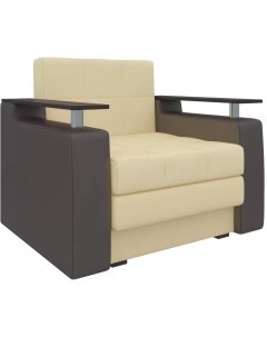 Кресло кровать Мираж основа экокожа бежевая компаньон экокожа коричневая 28420 Лига диванов