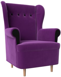 Кресло Торин микровельвет фиолетовый вставки микровельвет черный 100935 Лига диванов