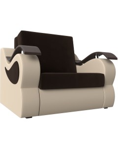 Кресло кровать Меркурий 80 основа микровельвет коричневый компаньон экокожа бежевая 111629 Лига диванов