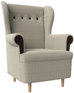 Кресло Торин основа рогожка Корфу 02 вставки микровельвет коричневый 100949 Лига диванов