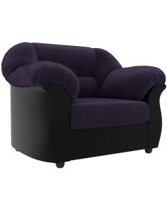 Кресло Карнелла основа велюр фиолетовый компаньон экокожа черная 105832 Лига диванов