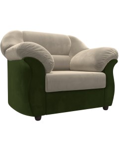 Кресло Карнелла основа микровельвет бежевый компаньон микровельвет зеленый 109589 Лига диванов