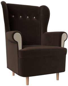 Кресло Торин микровельвет коричневый вставки микровельвет бежевый 100933 Лига диванов