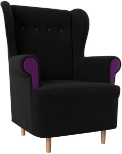 Кресло Торин микровельвет черный вставки микровельвет фиолетовый 100937 Лига диванов