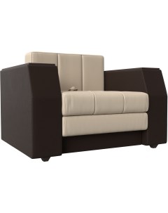 Кресло кровать Атлантида основа экокожа бежевая компаньон экокожа коричневая 28408 Лига диванов