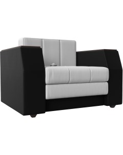 Кресло кровать Атлантида основа экокожа белая компаньон экокожа черная 28412 Лига диванов