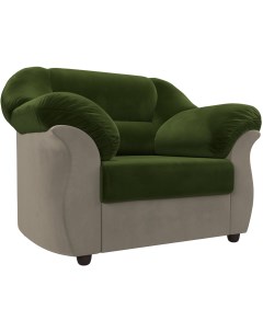 Кресло Карнелла основа микровельвет зеленый компаньон микровельвет бежевый 109590 Лига диванов