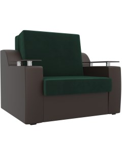 Кресло кровать Сенатор 60 основа велюр зеленый компаньон экокожа коричневая 105468 Лига диванов