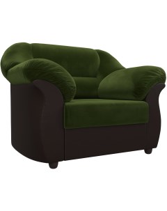 Кресло Карнелла основа микровельвет зеленый компаньон экокожа коричневая 109591 Лига диванов
