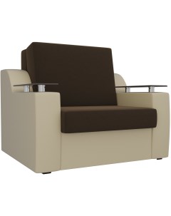 Кресло кровать Сенатор 80 основа микровельвет коричневый компаньон экокожа бежевая 106489 Лига диванов