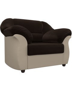 Кресло Карнелла основа микровельвет коричневый компаньон экокожа бежевая 112260 Лига диванов