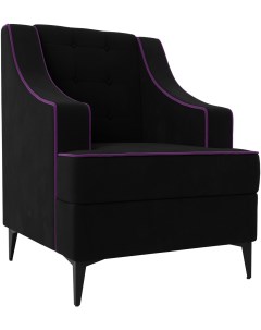Кресло Марк микровельвет черный кант микровельвет фиолетовый 111881 Лига диванов