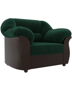 Кресло Карнелла основа велюр зеленый компаньон экокожа коричневая 105824 Лига диванов