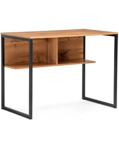 Письменный стол с полкой Клер Лофт дуб вотан/черный матовый 489687 (прямоугольная столешница, I I-образная опора) Notta