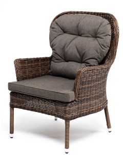 Кресло плетеное цвет коричневый с подушками 4sis