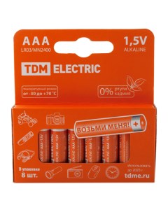 Батарейка TDM LR03 AAA Alkaline 1 5V PAK 8 Tdm еlectric