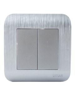 Выключатель Deco 2 клавишный серебро с рифленой рамкой 250В 10А 10 011 03 Luxar