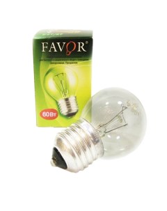 Лампа накаливания P45 60W E27 CL шарик прозрачный Favor