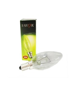 Лампа накаливания B36 40W E14 CL миньон свеча прозрачная Favor
