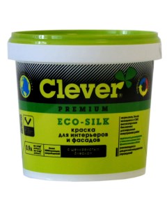 Краска ECO SILK моющаяся для интерьеров и фасадов база А 0 9л Clever