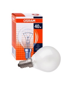 Лампа накаливания Е14 D40 40W для бытовых приборов max нагрев 300С Osram