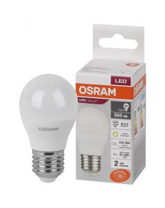Лампа светодиодная OSRAM LED 7W E27 3000К шарик 220В 4058075579804 Ledvance