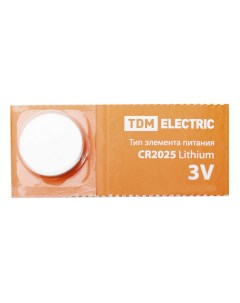 Батарейка TDM CR2025 Lithium 3V BP 5 Tdm еlectric