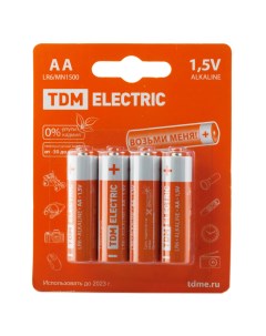 Батарейка TDM LR6 AA Alkaline 1 5V BP 4 Tdm еlectric