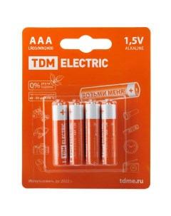 Батарейка TDM LR03 AAA Alkaline 1 5V BP 4 Tdm еlectric