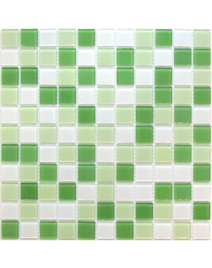 Плитка настенная стеклянная Golf 30х30 бело зеленый микс Avatar