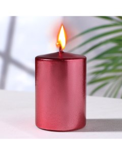 Свеча цилиндр парафиновая красный металлик 4 6 см Nobrand