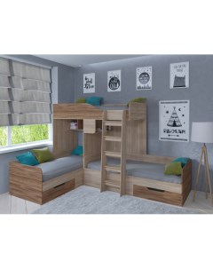 Подростковая кровать двухъярусная Трио сонома Рв-мебель