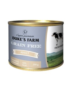 Корм для собак Grain Fee беззерновой говядина клюква шпинат банка 200г Duke's farm