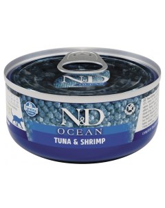 Корм для кошек N D Cat Ocean тунец с креветками банка 70г Farmina