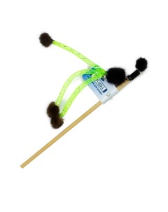 Игрушка для кошек Дразнилка с трубочками и помпонами из норки на укороченной палке Хорошка