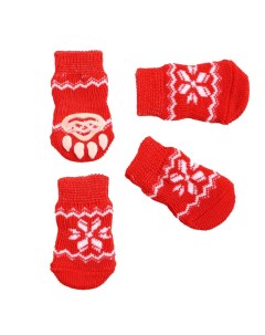 Носки для собак SIMA LAND Снежинка нескользящие размер L 3 5 5х8см набор 4 шт красные Пижон