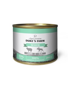 Корм для собак для пожилых паштет из ягненка с лосем банка 200г Duke's farm