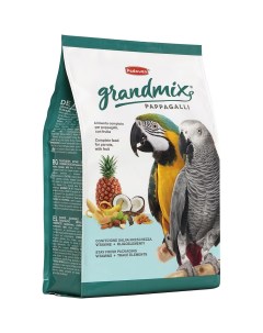 Корм для птиц Grandmix Pappagalli основной для крупных попугаев комплексный 2кг Padovan