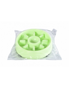 Миска для животных рельефная для медленного поедания корма 21х21х5,5см 500мл зеленая Foxie