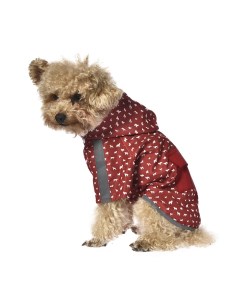 Дождевик для собак Rain S длина спины 30см красный с карманом Foxie