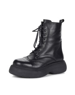 Черные ботинки из кожи на подкладке из натурального меха Corso como