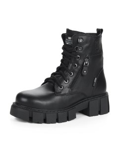 Черные ботинки на шнуровке из кожи на подкладке из натуральной шерсти на тракторной подошве Step borg