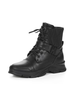 Черные спортивные ботинки на шнуровке с ремнем из комбинированных материалов на подкладке из натурал Respect