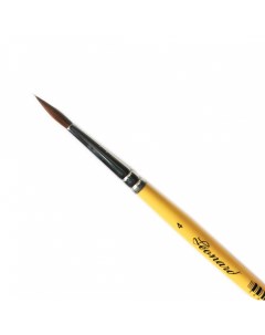 Кисть соболь синтетика 4 круглая 78RO короткая желтая ручка Leonard