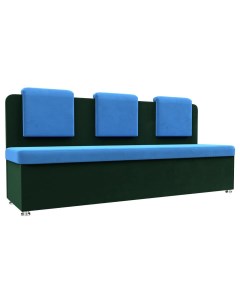 Кухонный прямой диван Маккон 3 х местный Велюр Голубой Зелёный Bravo